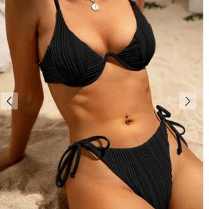 Women's Ribbed Monowire Underwire Adjustable Back Clasp Monowire Side Tie High C